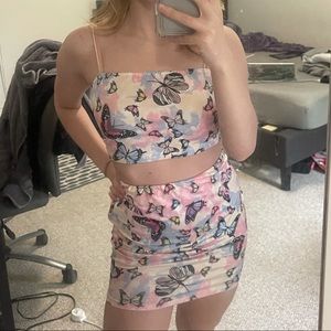 NWOT Pink Butterfly Two Piece